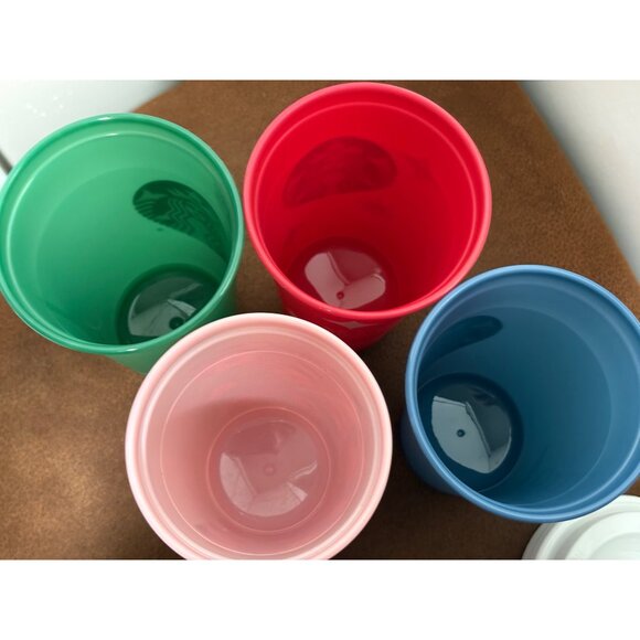 STARBUCKS REUSABLE PLASTIC CUP WITH LID HOT COLD LOT OF 4 16 OZ LIKE NEW - Picture 6 of 7